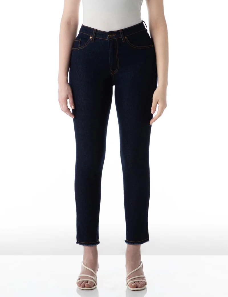 inkd جينز نسائي ضيق - متوسط الارتفاع| قابل للتمدد | غسل الإنزيم | تصميم كلاسيك 5 بوكيتيب | جينز للنساء